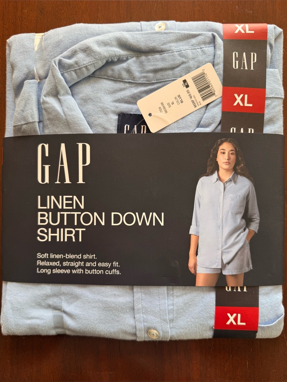 GAP Linen Button Down Shirt - Pale Blue